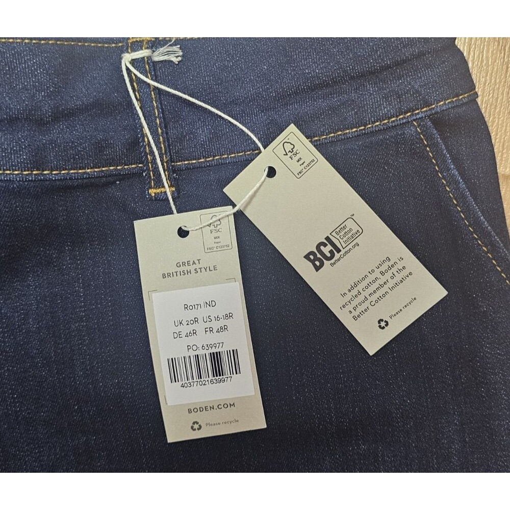 BODEN Wide Leg Cropped Jeans NWT Womens 16 Denim Culottes High Rise Indigo Blue - Picture 4 of 8